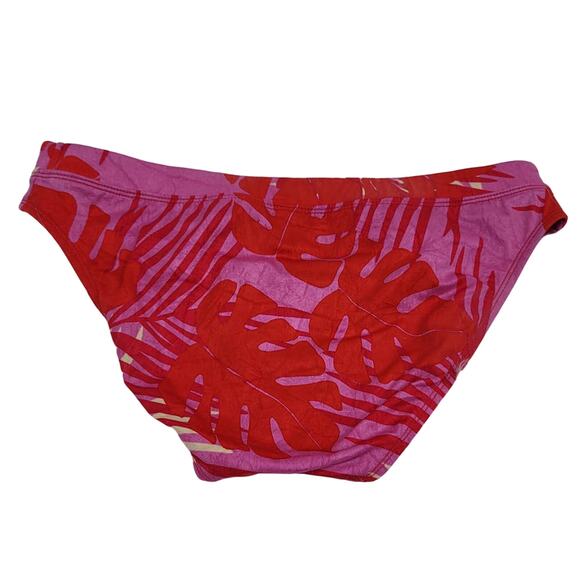 Athena Women's Summer Poolside Bikini Bottom Pink/Red Leaf Bikini Bottoms 8 - Picture 2 of 6